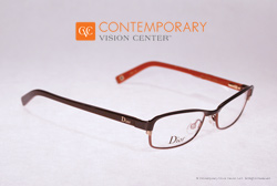Dior eyeglasses with red accent color